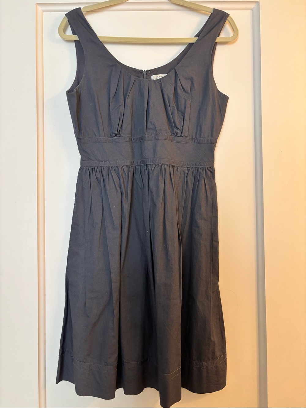 Barneys New York Sleeveless Navy Blue Cotton Dress